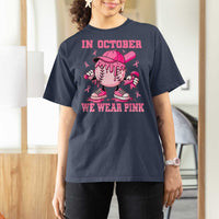 Baseball Breast Cancer T Shirt For Women In October We Wear Pink Baseball Drip