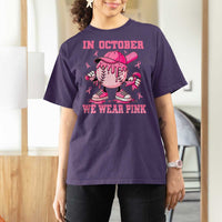 Baseball Breast Cancer T Shirt For Women In October We Wear Pink Baseball Drip