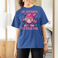 Baseball Breast Cancer T Shirt For Women In October We Wear Pink Baseball Drip