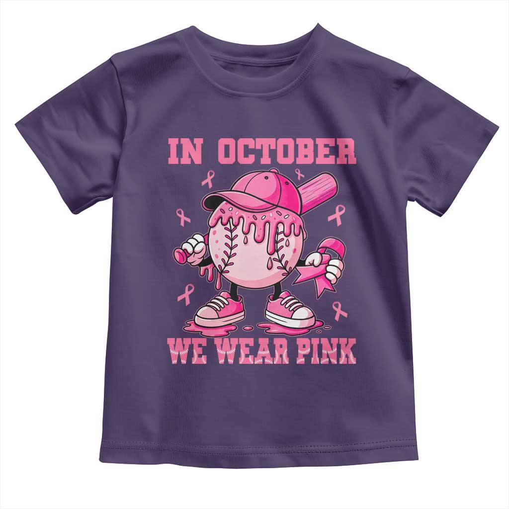 Baseball Breast Cancer Toddler T Shirt In October We Wear Pink Baseball Drip