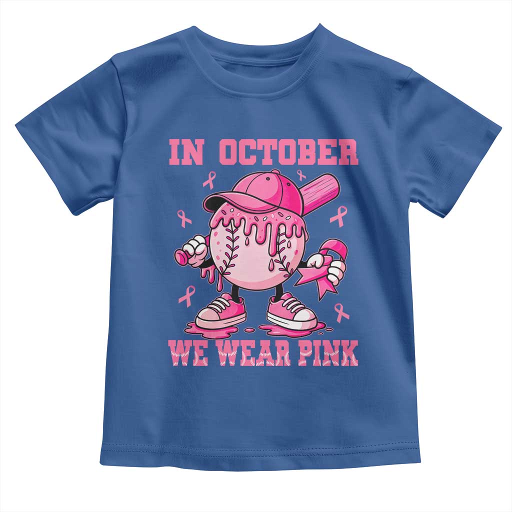 Baseball Breast Cancer Toddler T Shirt In October We Wear Pink Baseball Drip