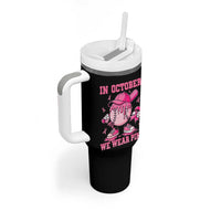 Baseball Breast Cancer Tumbler With Handle In October We Wear Pink Baseball Drip