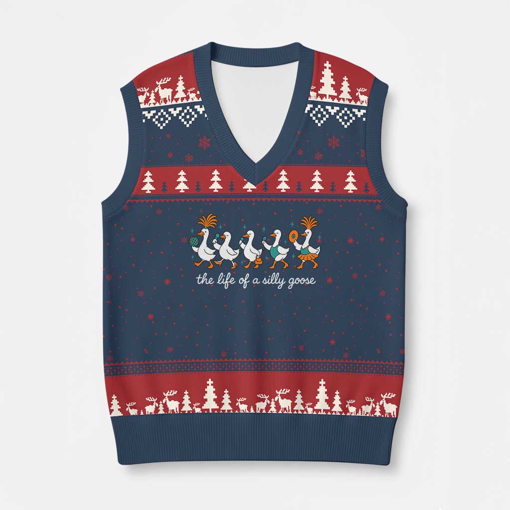 The Life Of A Silly Goose V-Neck Knit Sweater Vest Funny Concert Outfit Country Music Fan - Wonder Print Shop