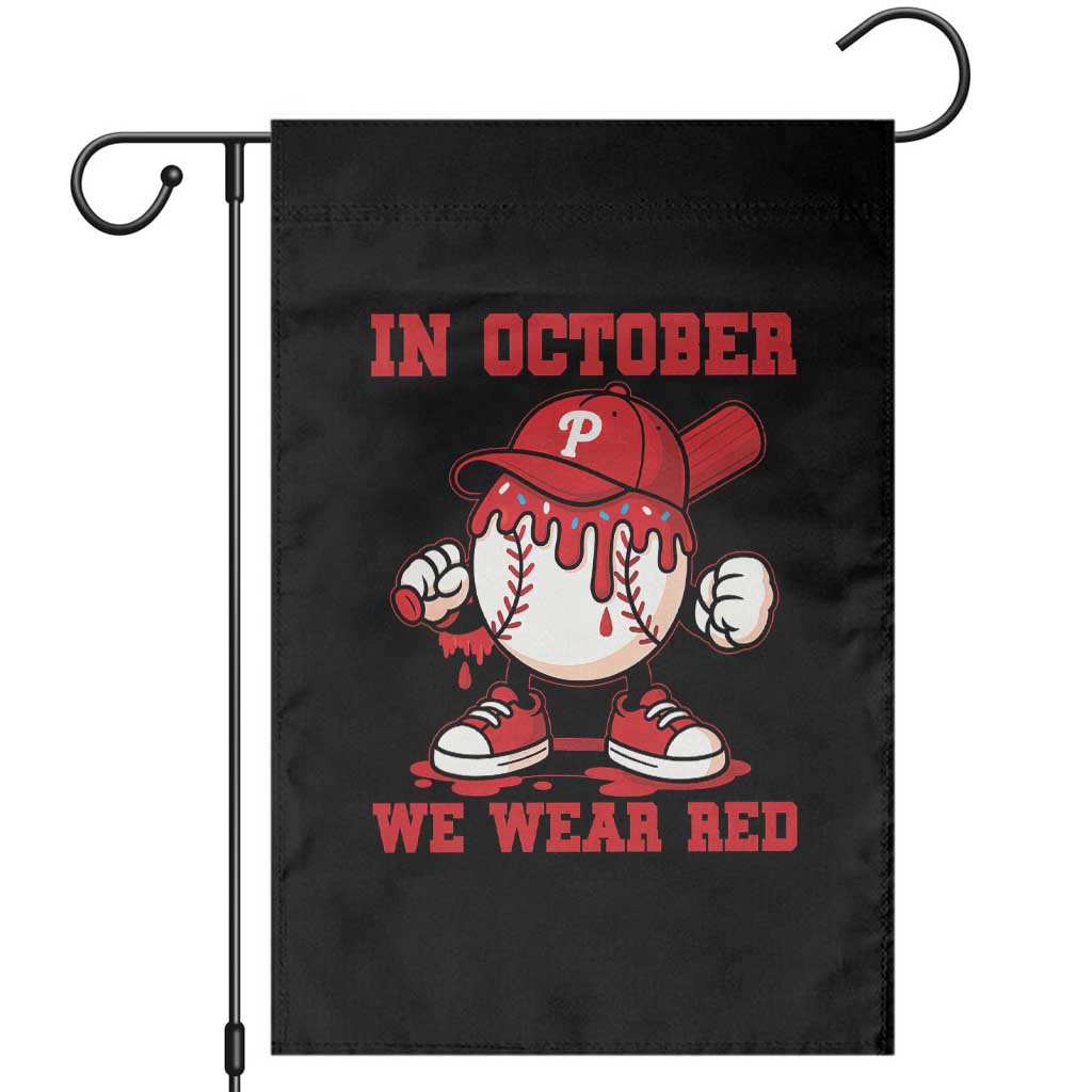 Red October Phillies Garden Flag Philadelphia Baseball Drip Boy - Wonder Print Shop
