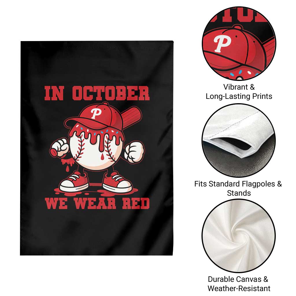 Red October Phillies Garden Flag Philadelphia Baseball Drip Boy - Wonder Print Shop