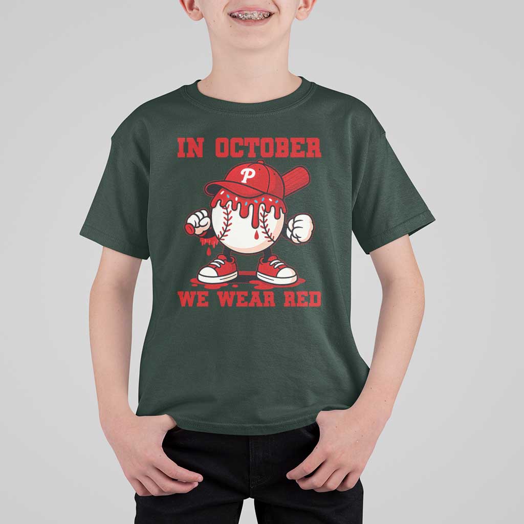 Red October Phillies T Shirt For Kid Philadelphia Baseball Drip Boy - Wonder Print Shop