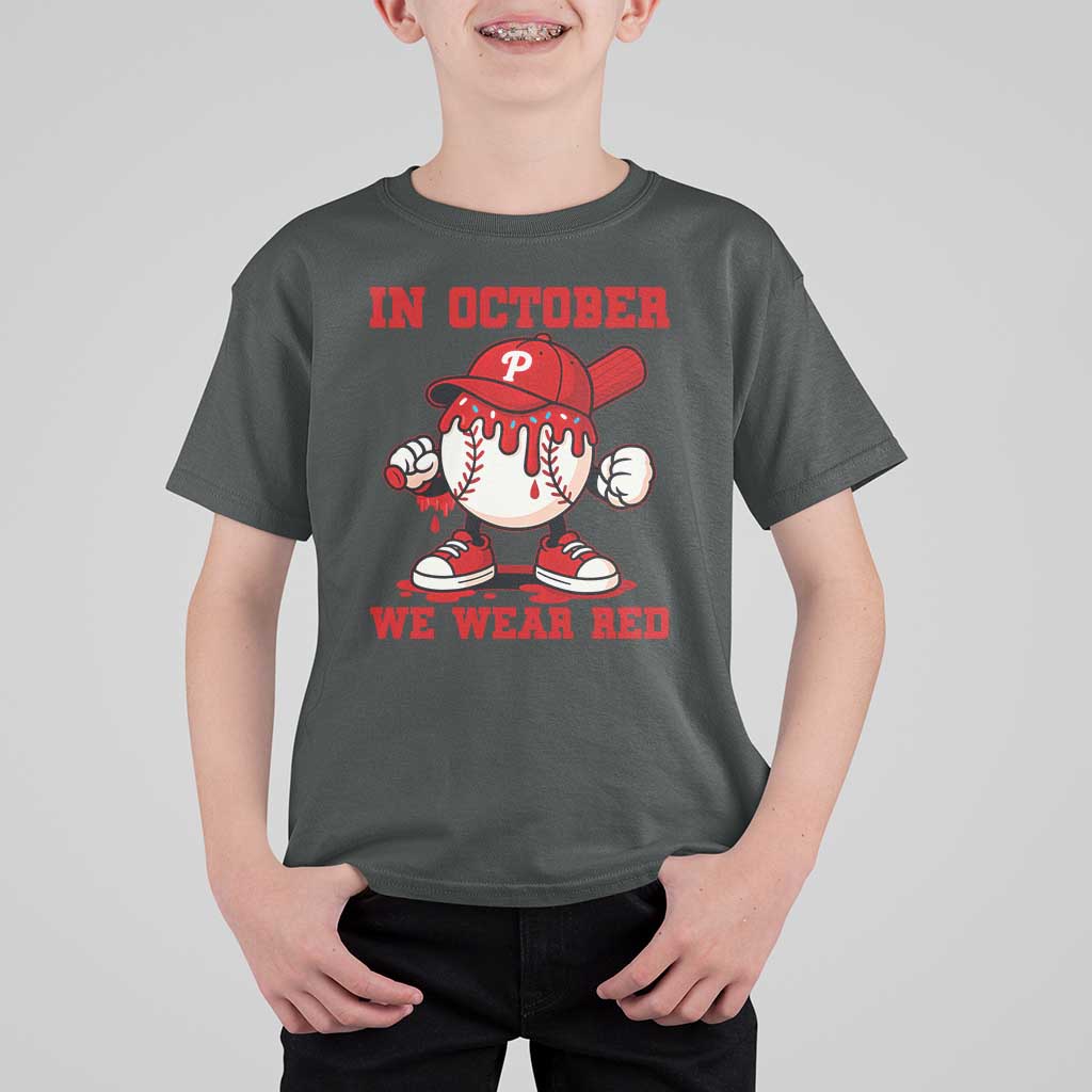 Red October Phillies T Shirt For Kid Philadelphia Baseball Drip Boy - Wonder Print Shop