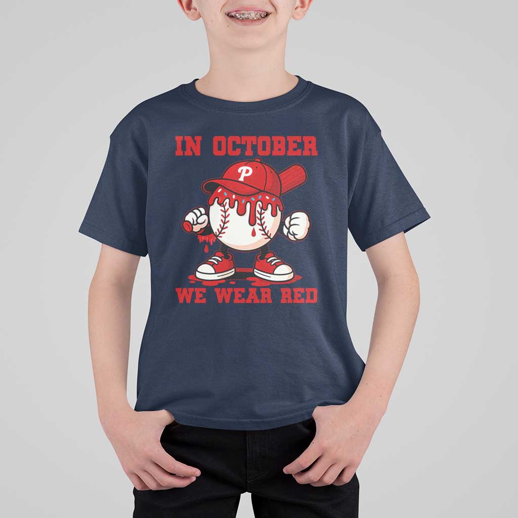 Red October Phillies T Shirt For Kid Philadelphia Baseball Drip Boy - Wonder Print Shop