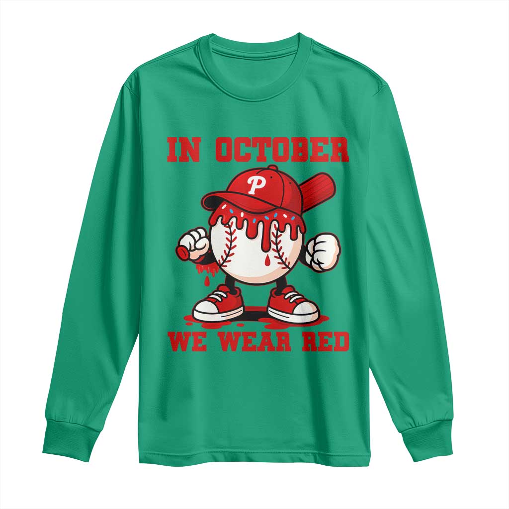 Red October Phillies Long Sleeve Shirt Philadelphia Baseball Drip Boy - Wonder Print Shop