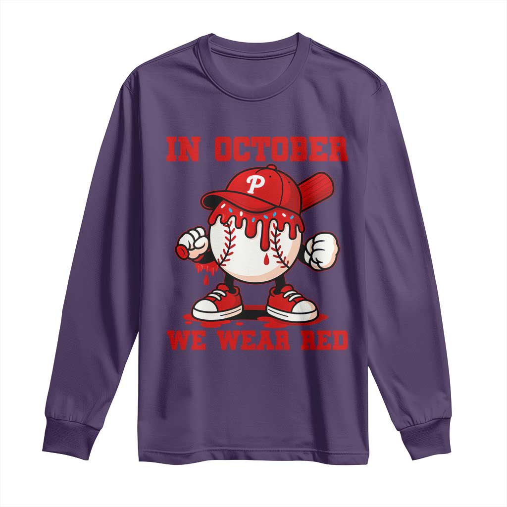 Red October Phillies Long Sleeve Shirt Philadelphia Baseball Drip Boy - Wonder Print Shop