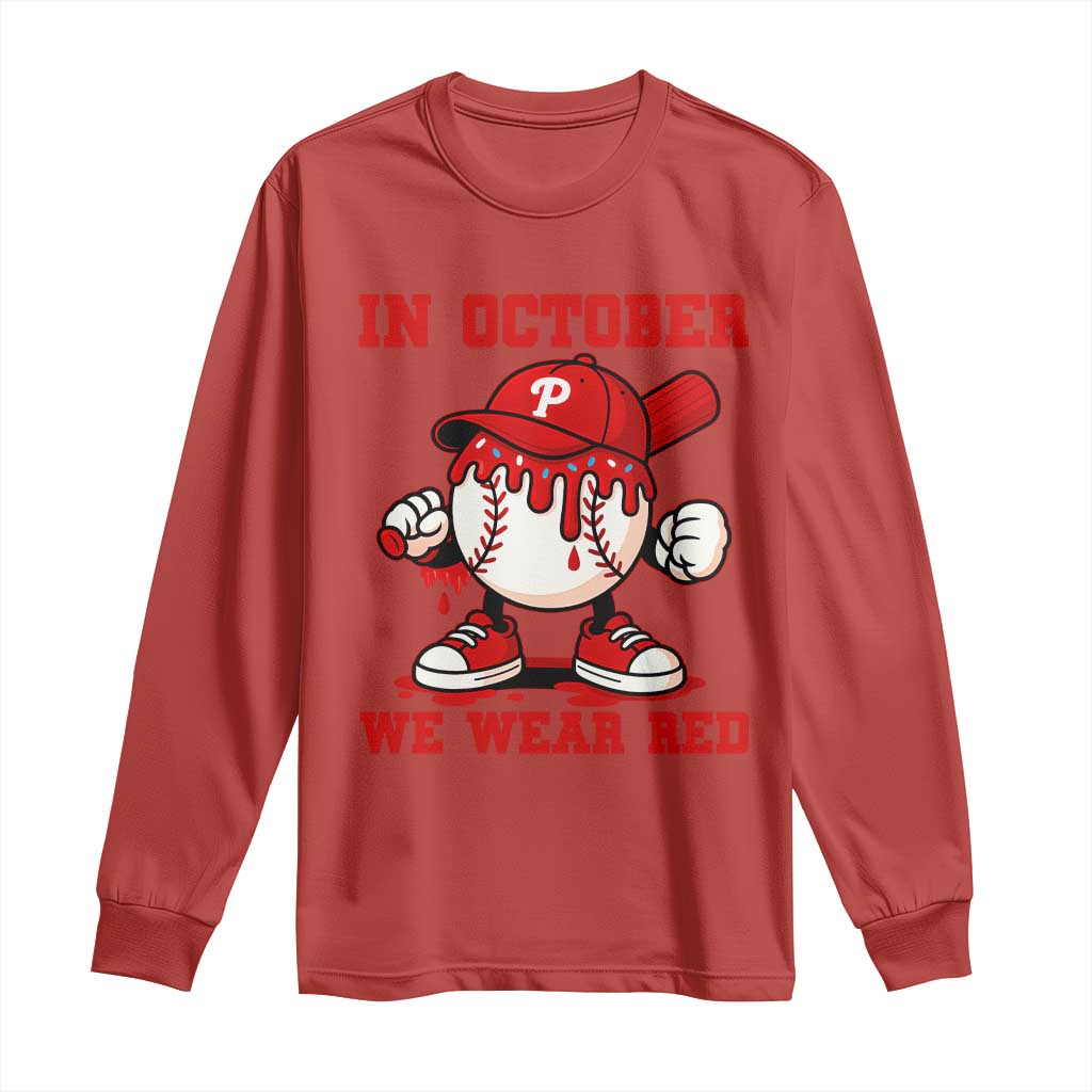 Red October Phillies Long Sleeve Shirt Philadelphia Baseball Drip Boy - Wonder Print Shop