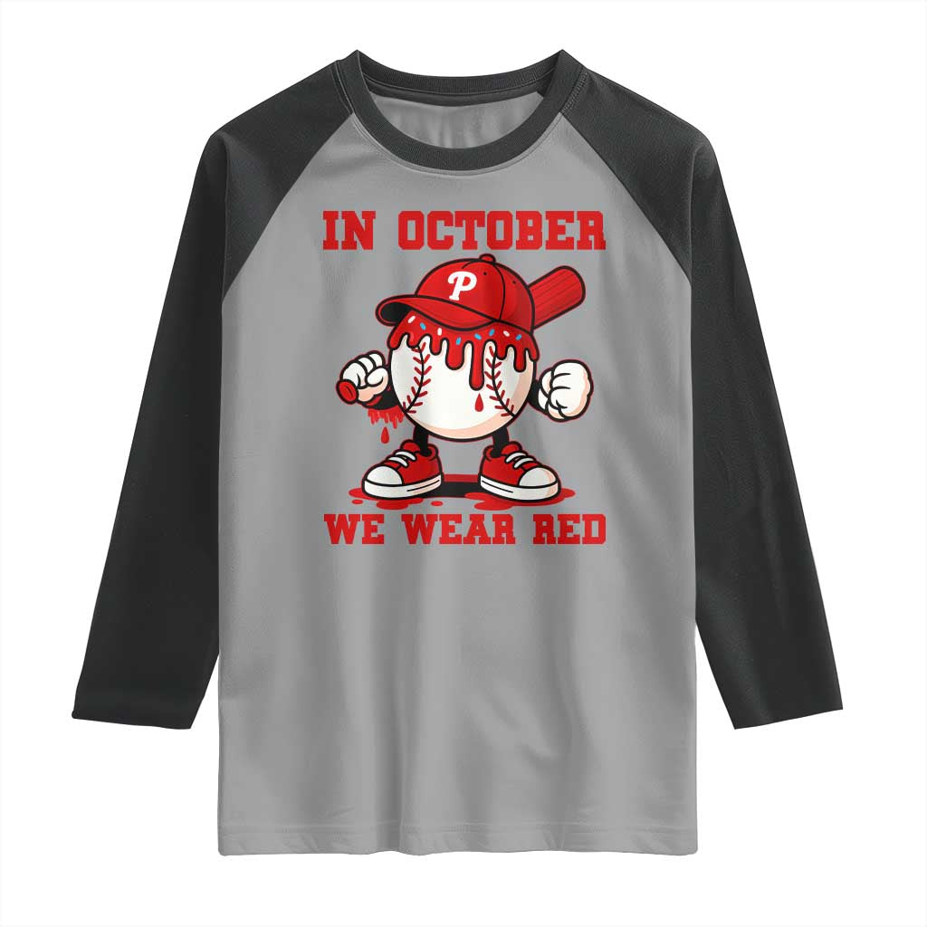 Red October Phillies Raglan Shirt Philadelphia Baseball Drip Boy - Wonder Print Shop