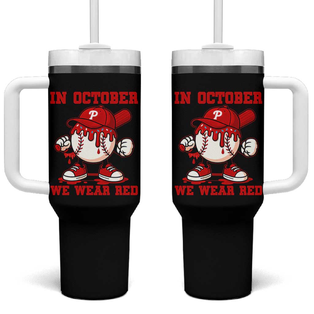 Red October Phillies Tumbler With Handle Philadelphia Baseball Drip Boy - Wonder Print Shop