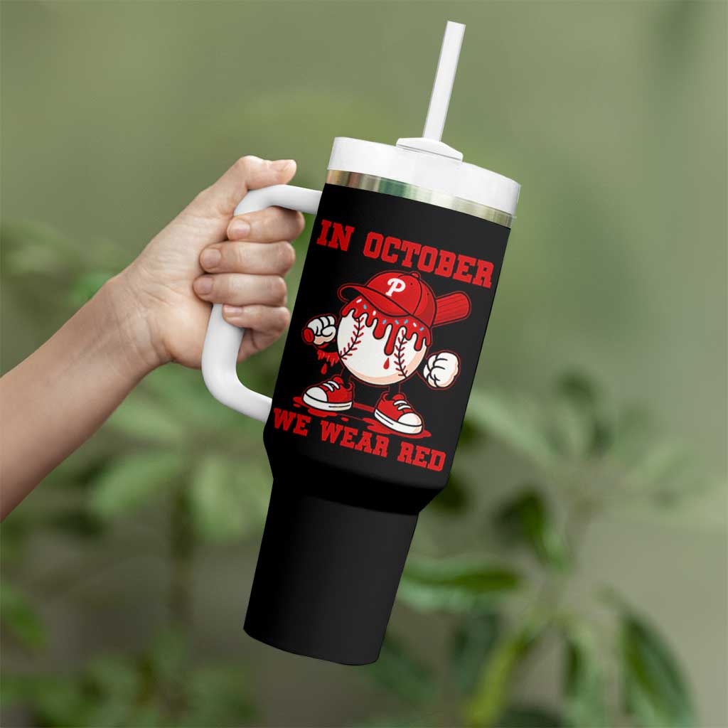 Red October Phillies Tumbler With Handle Philadelphia Baseball Drip Boy - Wonder Print Shop
