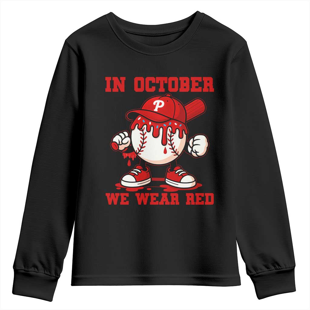 Red October Phillies Youth Sweatshirt Philadelphia Baseball Drip Boy - Wonder Print Shop