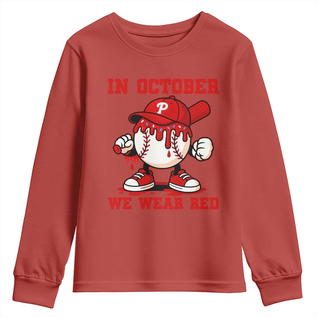 Red October Phillies Youth Sweatshirt Philadelphia Baseball Drip Boy - Wonder Print Shop