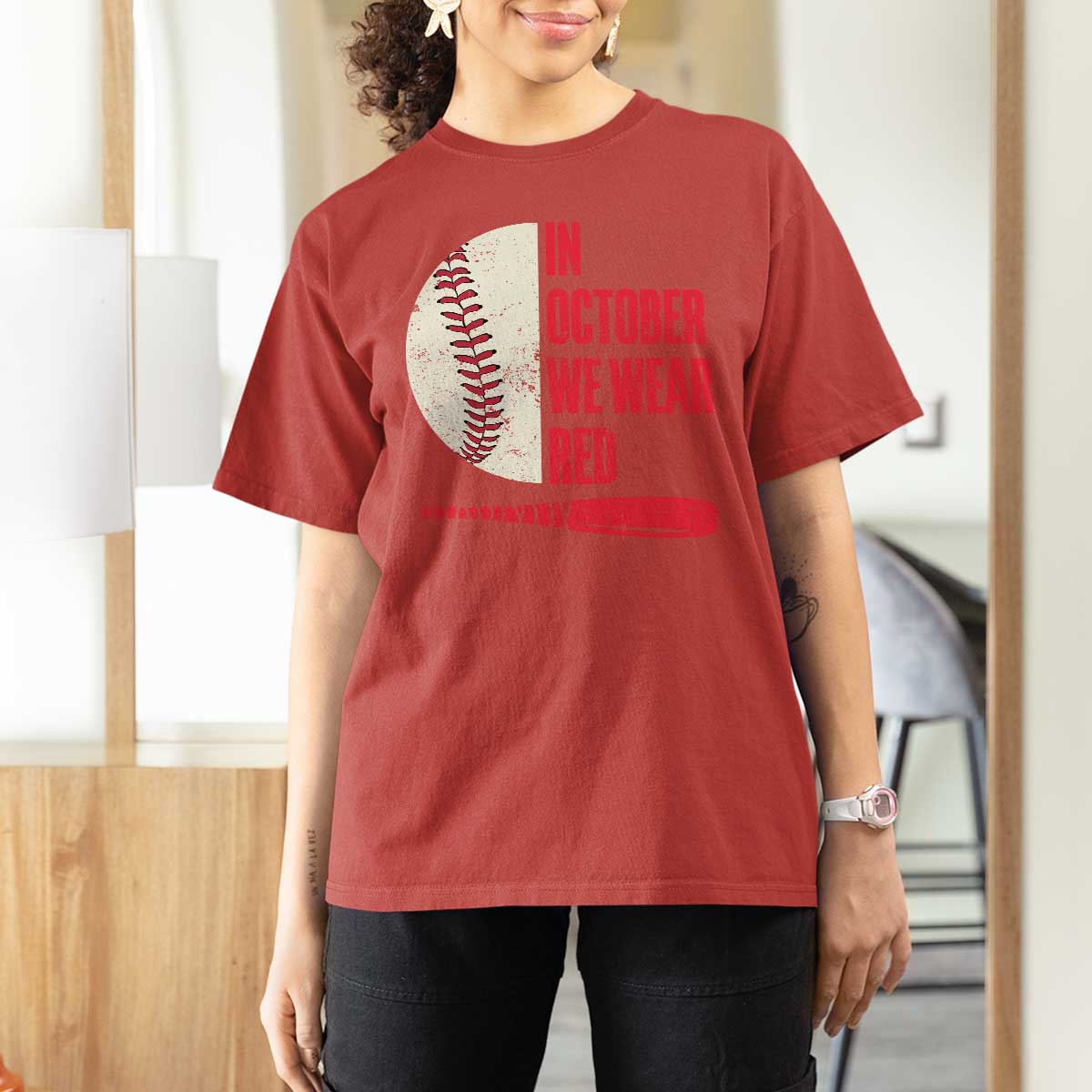 Red October Phillies T Shirt For Women Retro Philadelphia Baseball Fan - Wonder Print Shop