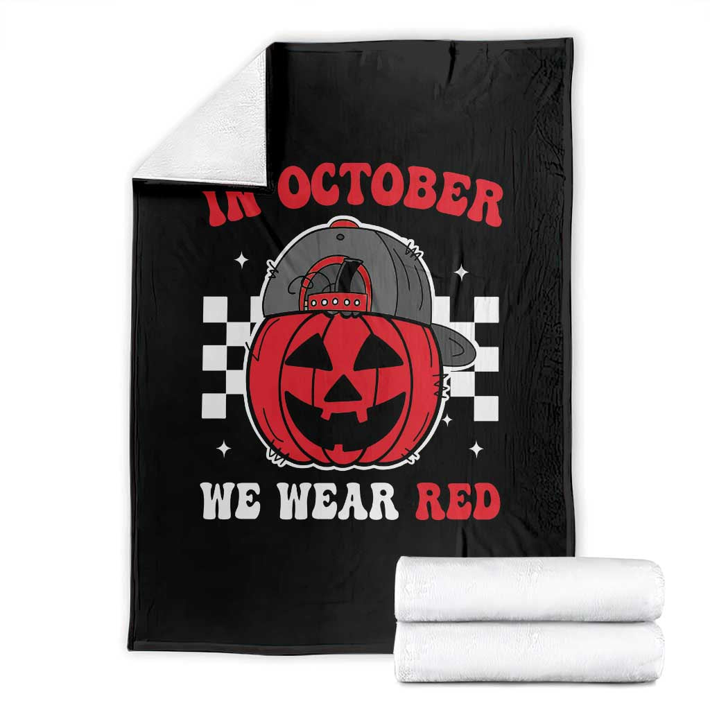 Red October Halloween Throw Blanket Vintage Philadelphia Baseball Fan Jackolantern Pumpkin - Wonder Print Shop
