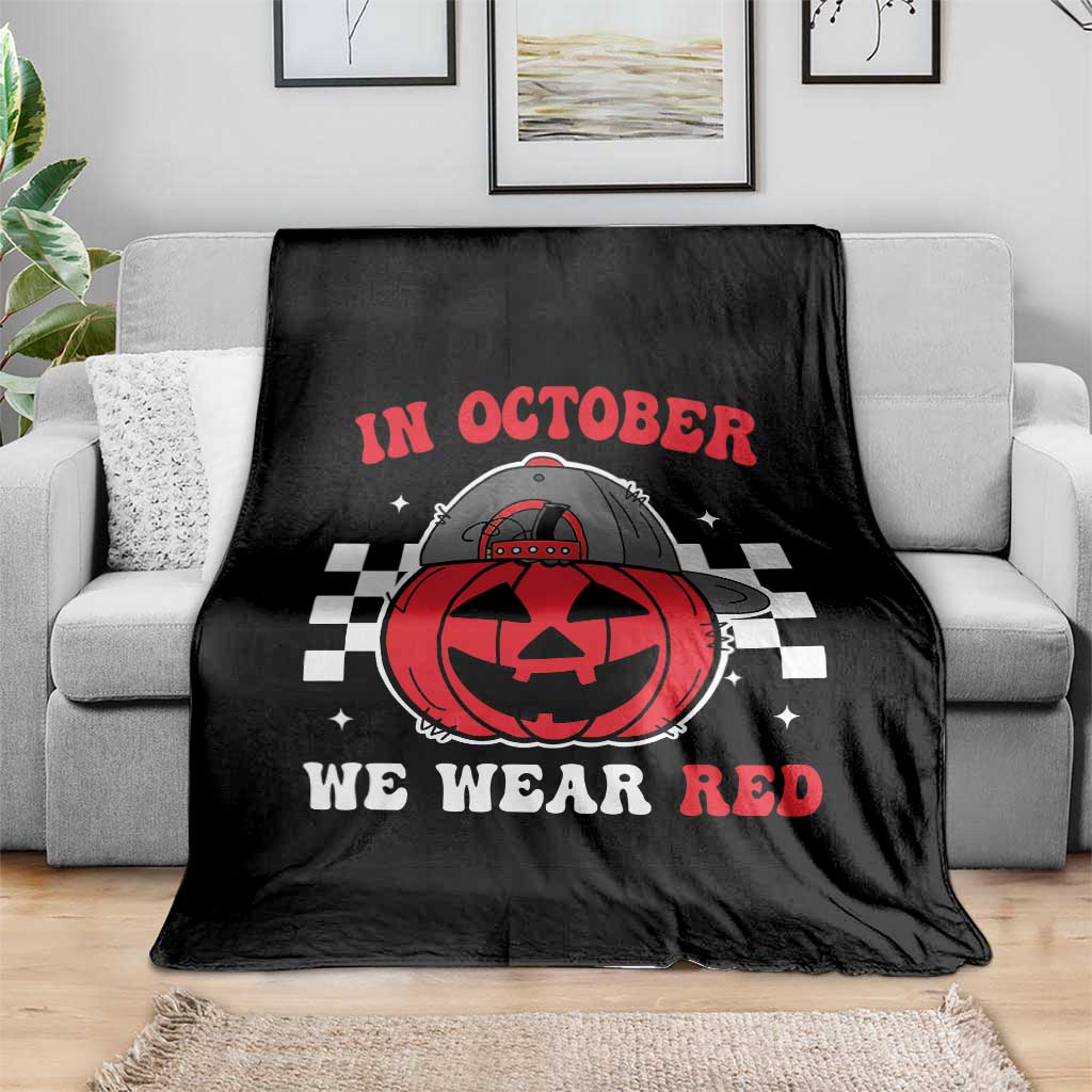 Red October Halloween Throw Blanket Vintage Philadelphia Baseball Fan Jackolantern Pumpkin - Wonder Print Shop