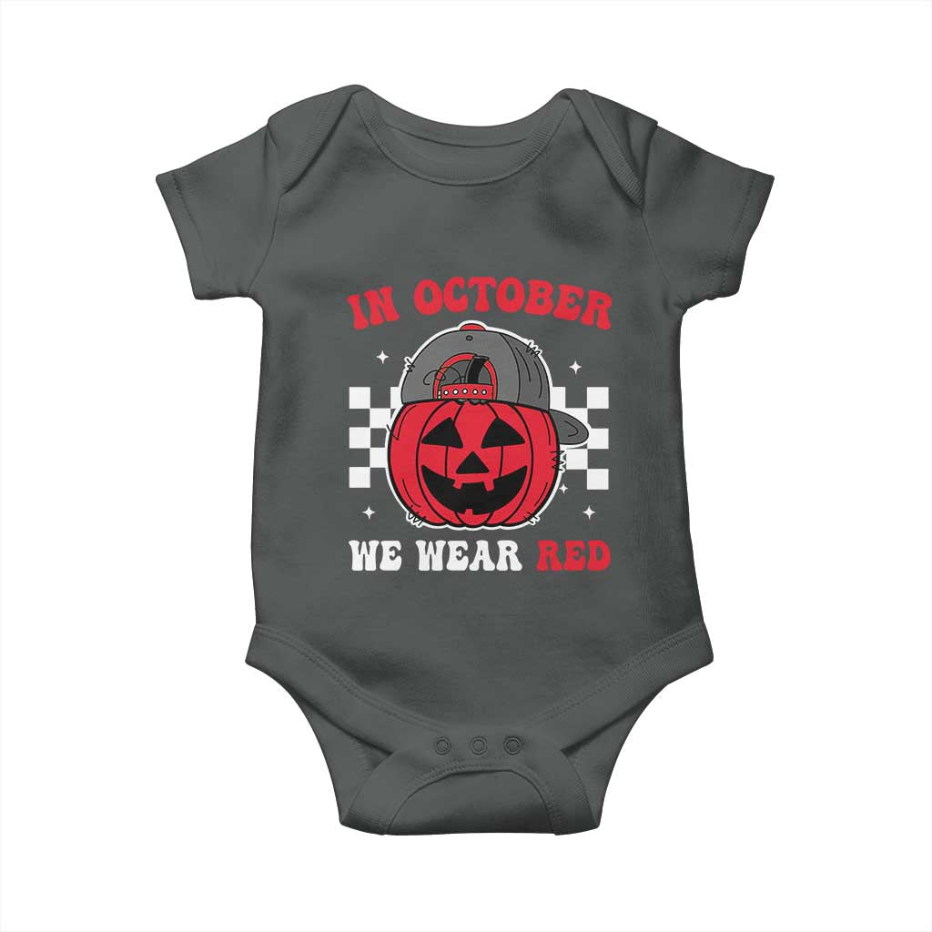 Red October Halloween Baby Onesie Vintage Philadelphia Baseball Fan Jackolantern Pumpkin - Wonder Print Shop