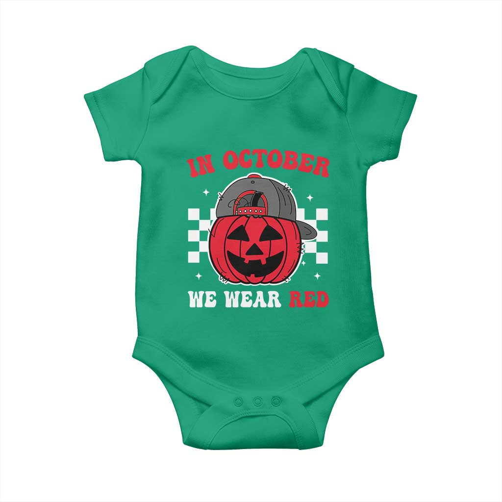 Red October Halloween Baby Onesie Vintage Philadelphia Baseball Fan Jackolantern Pumpkin - Wonder Print Shop