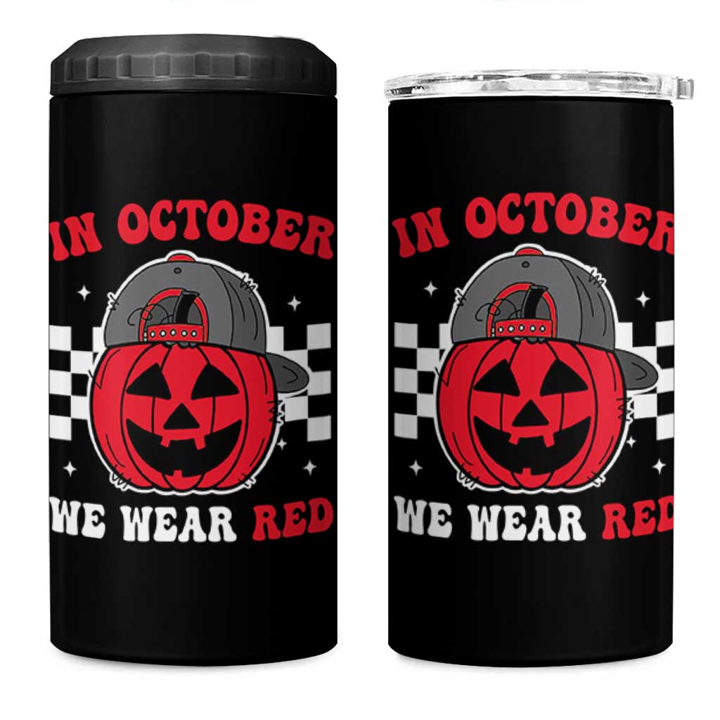 Red October Halloween 4 in 1 Can Cooler Tumbler Vintage Philadelphia Baseball Fan Jackolantern Pumpkin - Wonder Print Shop