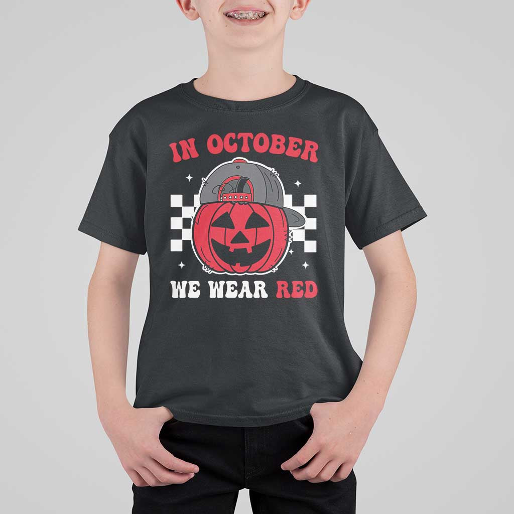 Red October Halloween T Shirt For Kid Vintage Philadelphia Baseball Fan Jackolantern Pumpkin - Wonder Print Shop