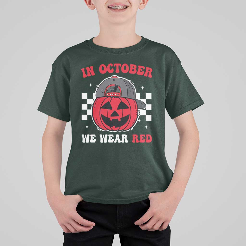 Red October Halloween T Shirt For Kid Vintage Philadelphia Baseball Fan Jackolantern Pumpkin - Wonder Print Shop