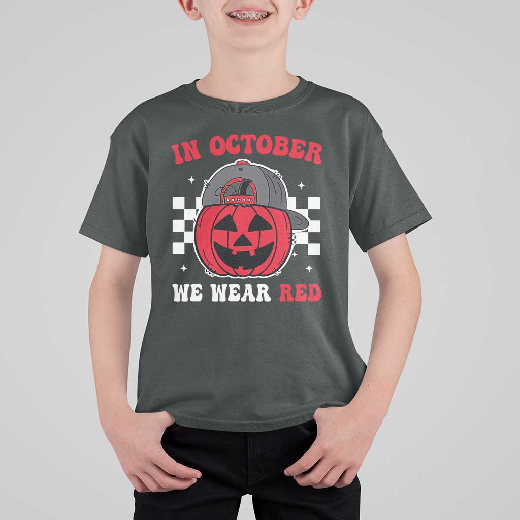 Red October Halloween T Shirt For Kid Vintage Philadelphia Baseball Fan Jackolantern Pumpkin - Wonder Print Shop