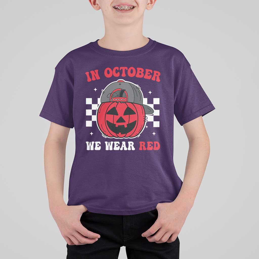 Red October Halloween T Shirt For Kid Vintage Philadelphia Baseball Fan Jackolantern Pumpkin - Wonder Print Shop