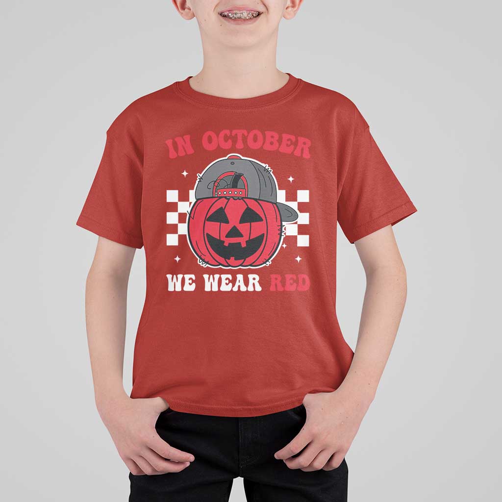 Red October Halloween T Shirt For Kid Vintage Philadelphia Baseball Fan Jackolantern Pumpkin - Wonder Print Shop