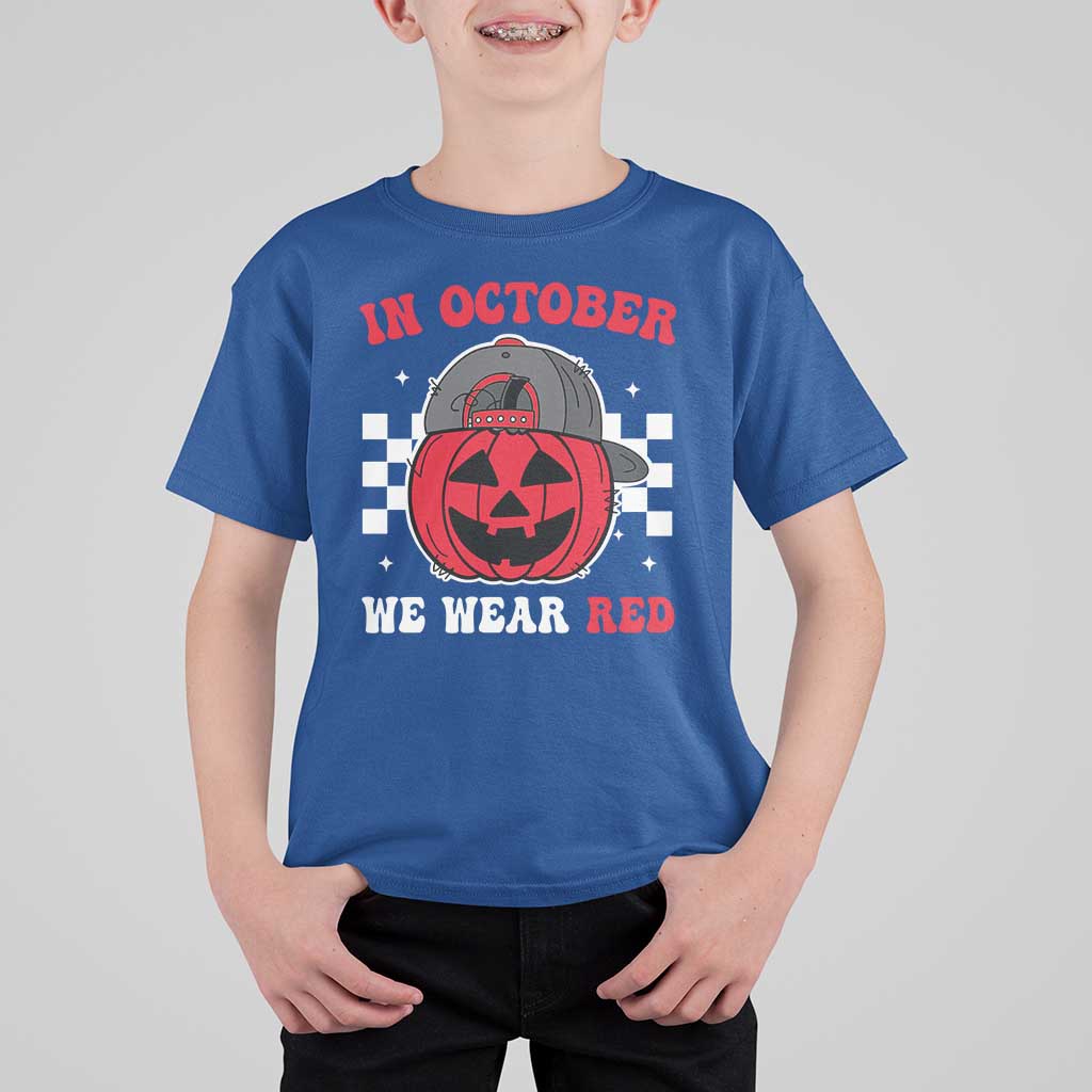Red October Halloween T Shirt For Kid Vintage Philadelphia Baseball Fan Jackolantern Pumpkin - Wonder Print Shop