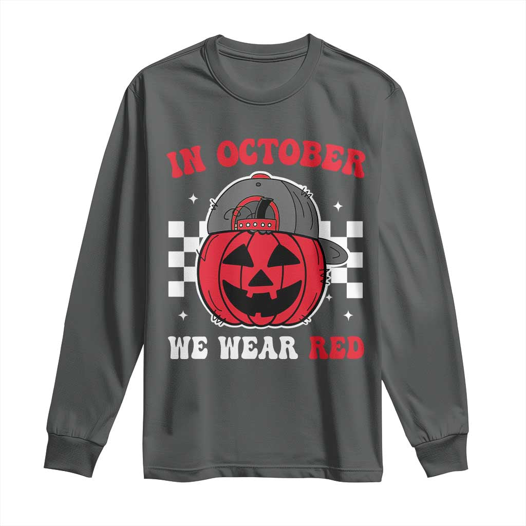 Red October Halloween Long Sleeve Shirt Vintage Philadelphia Baseball Fan Jackolantern Pumpkin - Wonder Print Shop
