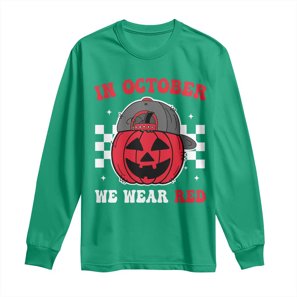 Red October Halloween Long Sleeve Shirt Vintage Philadelphia Baseball Fan Jackolantern Pumpkin - Wonder Print Shop