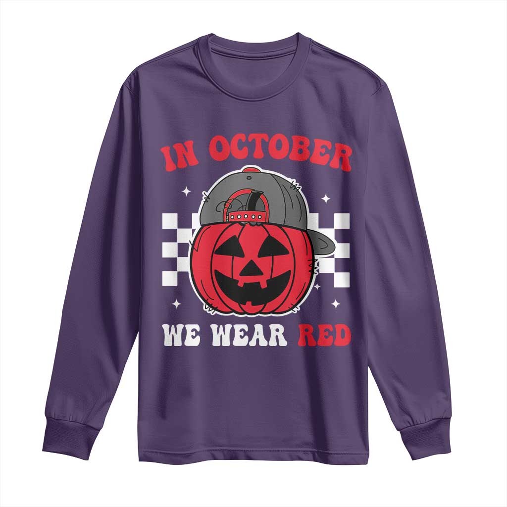 Red October Halloween Long Sleeve Shirt Vintage Philadelphia Baseball Fan Jackolantern Pumpkin - Wonder Print Shop