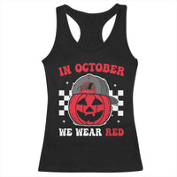 Red October Halloween Racerback Tank Top Vintage Philadelphia Baseball Fan Jackolantern Pumpkin - Wonder Print Shop