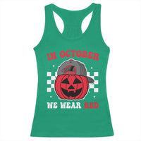 Red October Halloween Racerback Tank Top Vintage Philadelphia Baseball Fan Jackolantern Pumpkin - Wonder Print Shop
