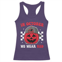 Red October Halloween Racerback Tank Top Vintage Philadelphia Baseball Fan Jackolantern Pumpkin - Wonder Print Shop