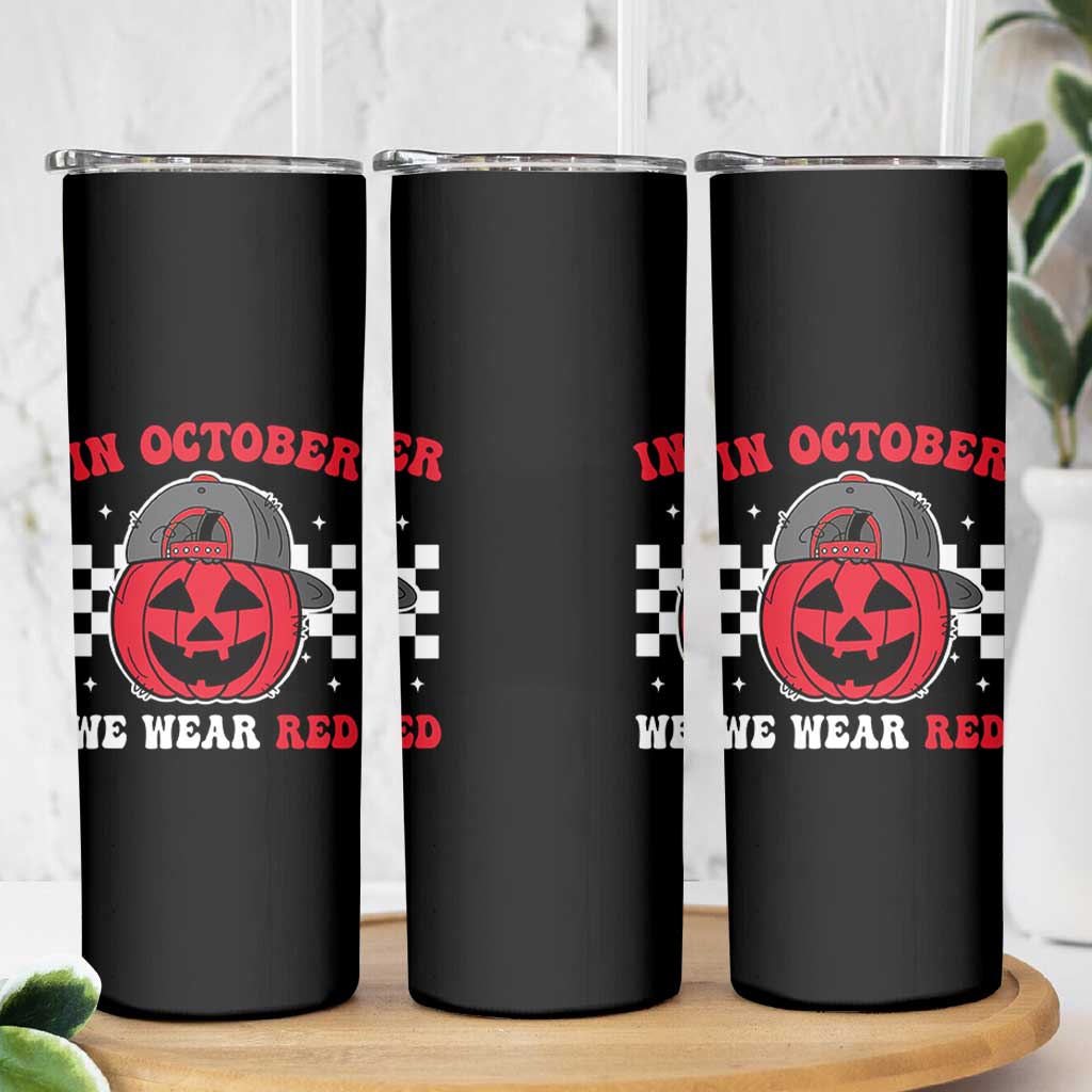 Red October Halloween Skinny Tumbler Vintage Philadelphia Baseball Fan Jackolantern Pumpkin - Wonder Print Shop
