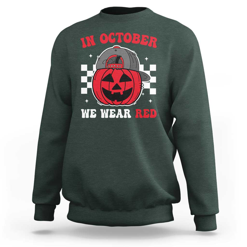 Red October Halloween Sweatshirt Vintage Philadelphia Baseball Fan Jackolantern Pumpkin - Wonder Print Shop