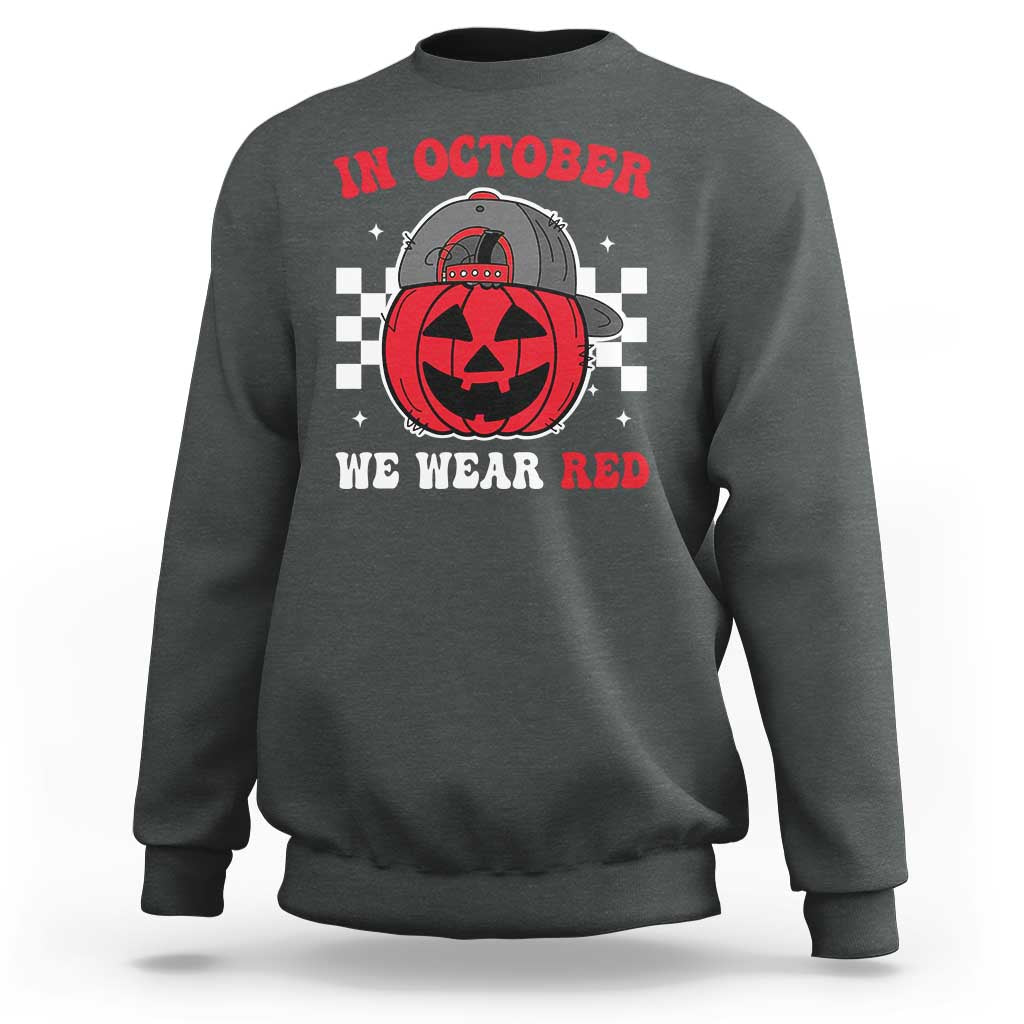Red October Halloween Sweatshirt Vintage Philadelphia Baseball Fan Jackolantern Pumpkin - Wonder Print Shop