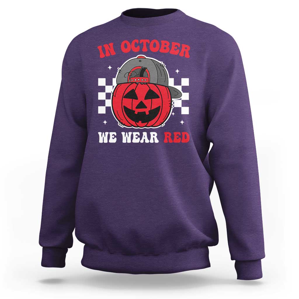 Red October Halloween Sweatshirt Vintage Philadelphia Baseball Fan Jackolantern Pumpkin - Wonder Print Shop