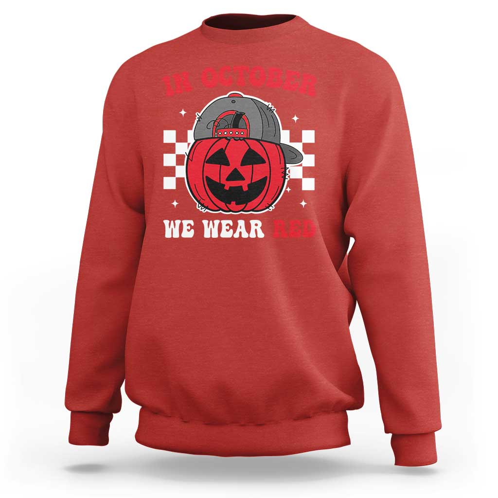 Red October Halloween Sweatshirt Vintage Philadelphia Baseball Fan Jackolantern Pumpkin - Wonder Print Shop
