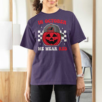 Red October Halloween T Shirt For Women Vintage Philadelphia Baseball Fan Jackolantern Pumpkin - Wonder Print Shop