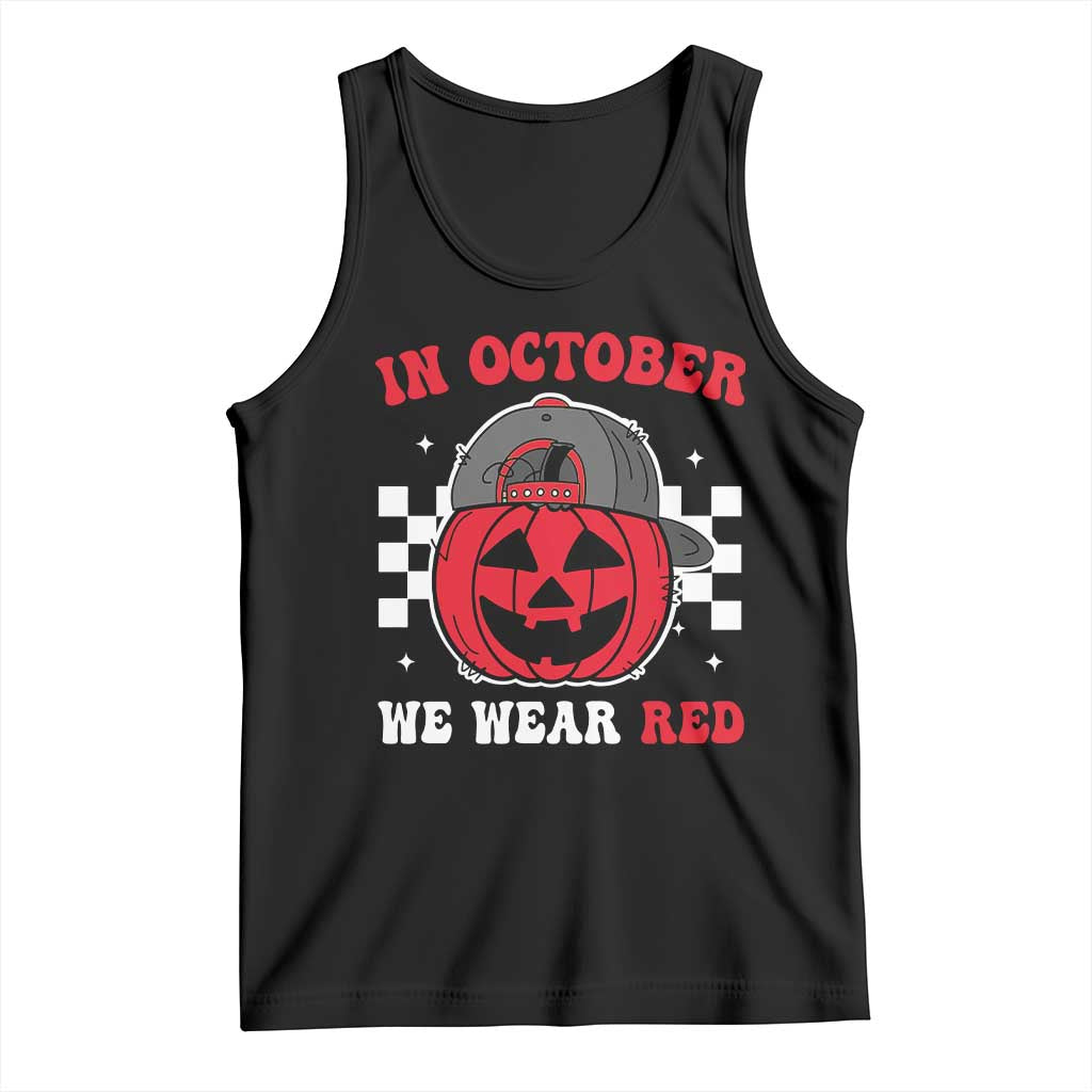 Red October Halloween Tank Top Vintage Philadelphia Baseball Fan Jackolantern Pumpkin - Wonder Print Shop
