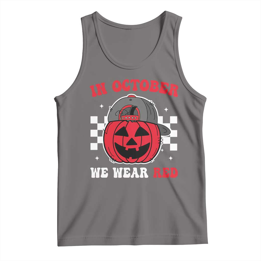 Red October Halloween Tank Top Vintage Philadelphia Baseball Fan Jackolantern Pumpkin - Wonder Print Shop