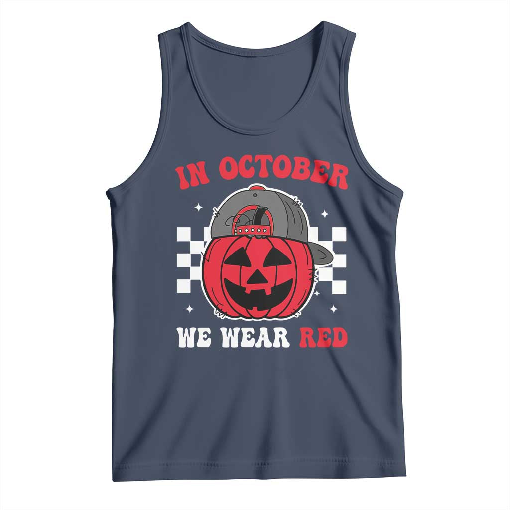 Red October Halloween Tank Top Vintage Philadelphia Baseball Fan Jackolantern Pumpkin - Wonder Print Shop
