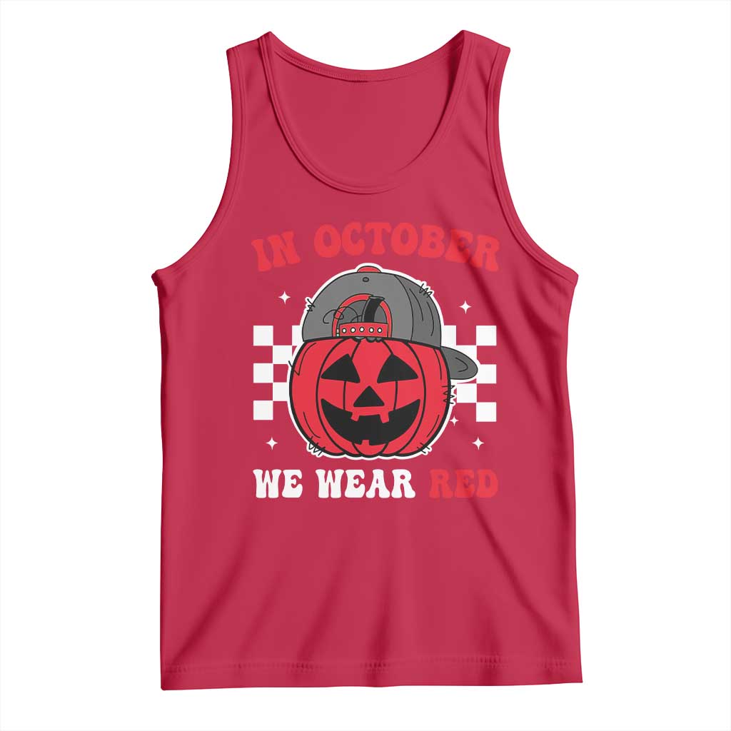 Red October Halloween Tank Top Vintage Philadelphia Baseball Fan Jackolantern Pumpkin - Wonder Print Shop