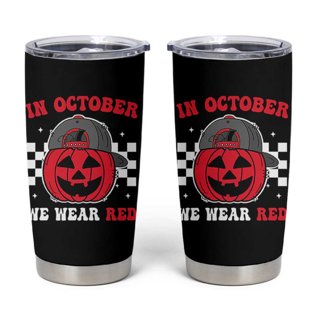 Red October Halloween Tumbler Cup Vintage Philadelphia Baseball Fan Jackolantern Pumpkin - Wonder Print Shop