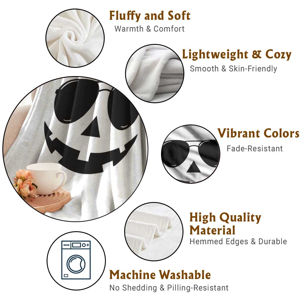 Pumpkin Face Throw Blanket Vintage Jack o Lantern Jackolantern Spooky Season Halloween - Wonder Print Shop